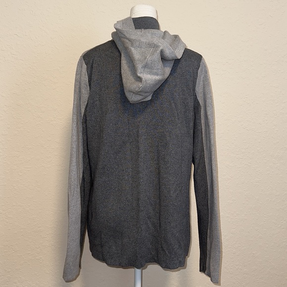 Rachel Zoe sweater Large gray color block zip front hooded jacket - Picture 3 of 10